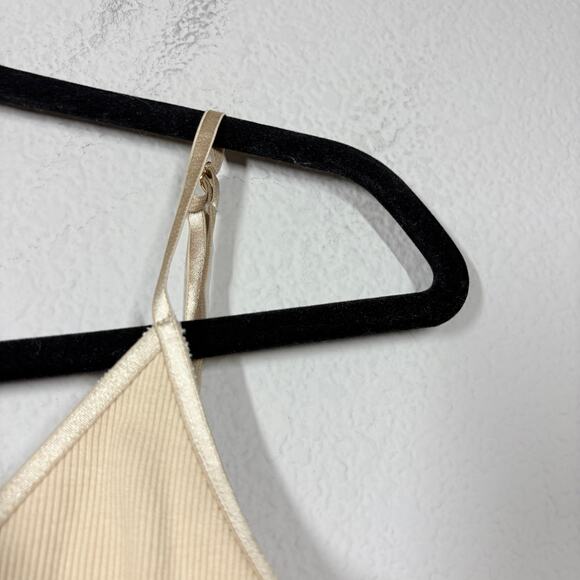 Donni Size Medium Triangle Bralette Cream Cotton Modal Blend Pullover Stretch - Picture 3 of 6